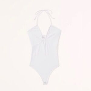 Abercrombie & Fitch SOFT collection Halter Cutout Bodysuit size small white